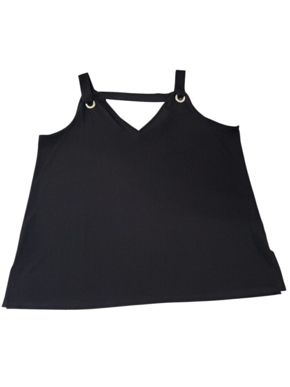 Nine West Womens Black V Neck Sleeveless Blouse XL - Picture 2 of 7